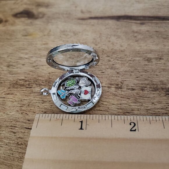 NEW Silver Floating Charm Locket CZ Halo Interchangeable Family & Summer Friends - Picture 9 of 13